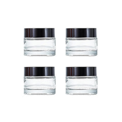 ROHIJALE frascos de vidrio claros de 15 ml con tapa negra, ideales para bálsamos pequeños.