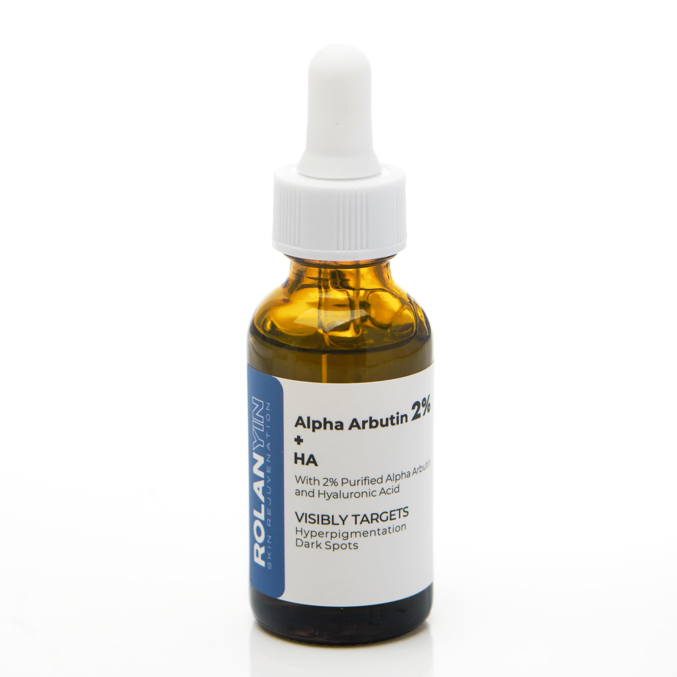 ROLANYIN Alpha Arbutin 2% + HA, soporte antiedad y textura refinada.