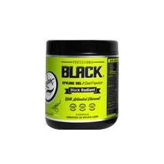 Rolda Black Styling Gel pack shot showing charcoal tint and strong hold.