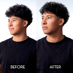 Aplicación en cabello húmedo con Rolda Curl Cream para control del frizz.