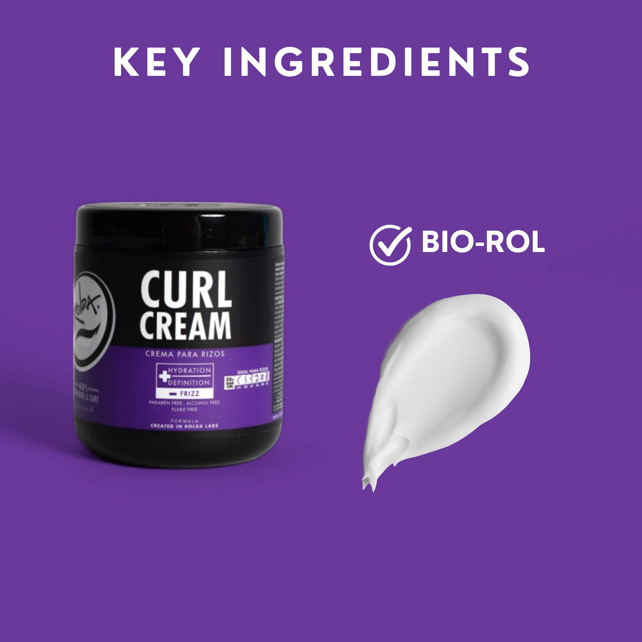 Rolda Curl Cream muestra control del frizz en rizos definidos.