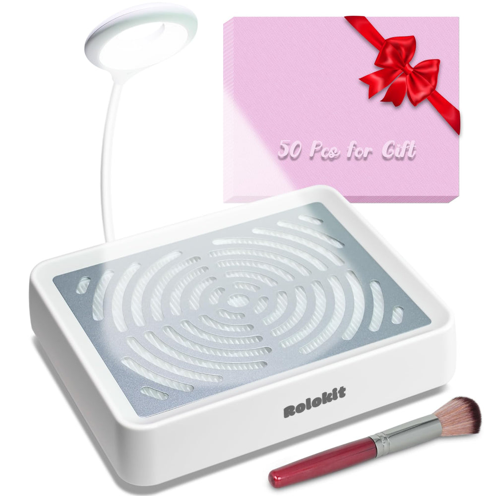 Rolokit collecteur poussière pour ongles avec lampe, améliore la visibilité.