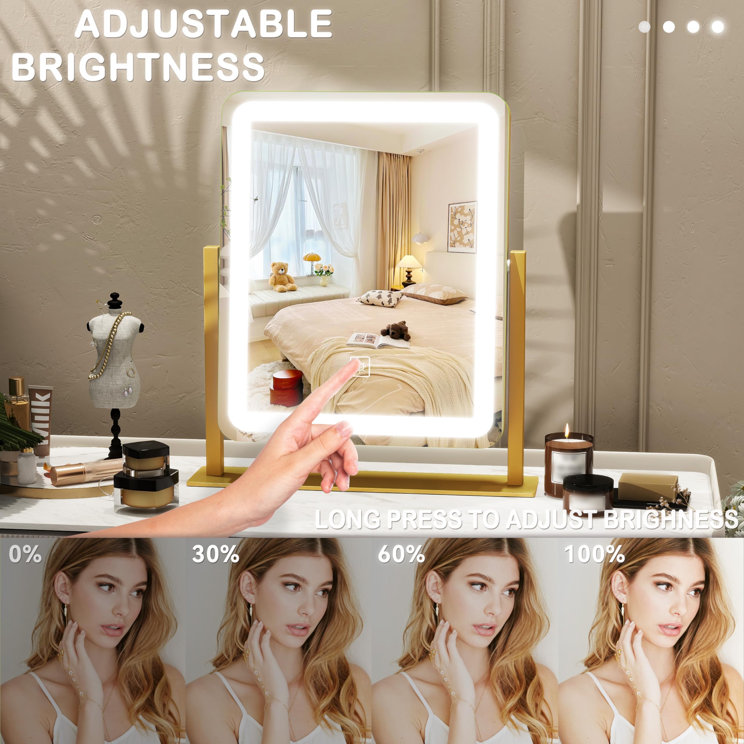ROLOVE iluminación en tres temperaturas, adecuada para distintos momentos de maquillaje