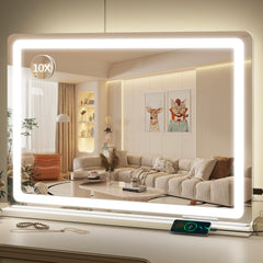 ROLOVE Espejo de tocador con panel de luces para maquillaje preciso