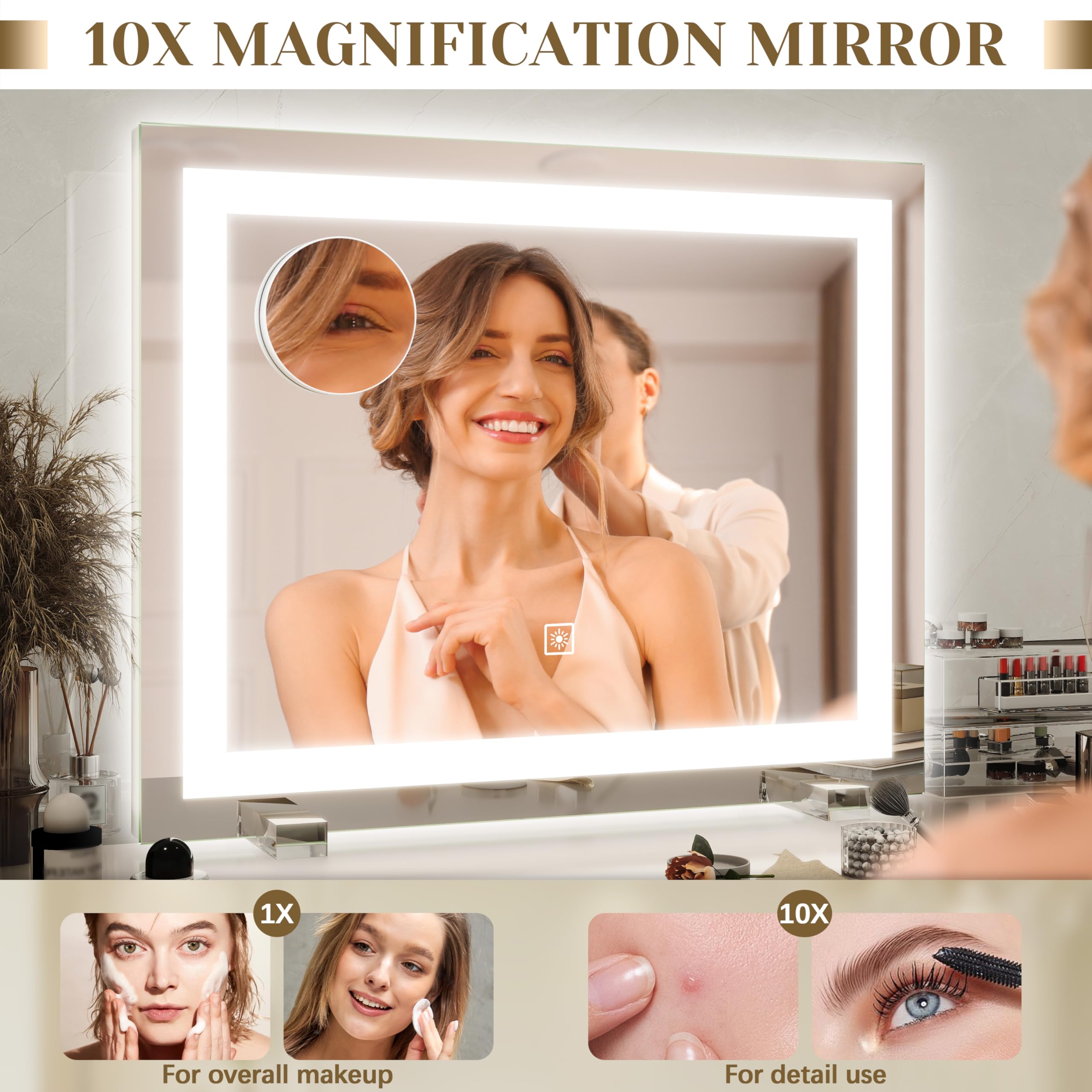 ROLOVE espejo-vanidad tamaño grande para ver atuendo y maquillaje en detalle
