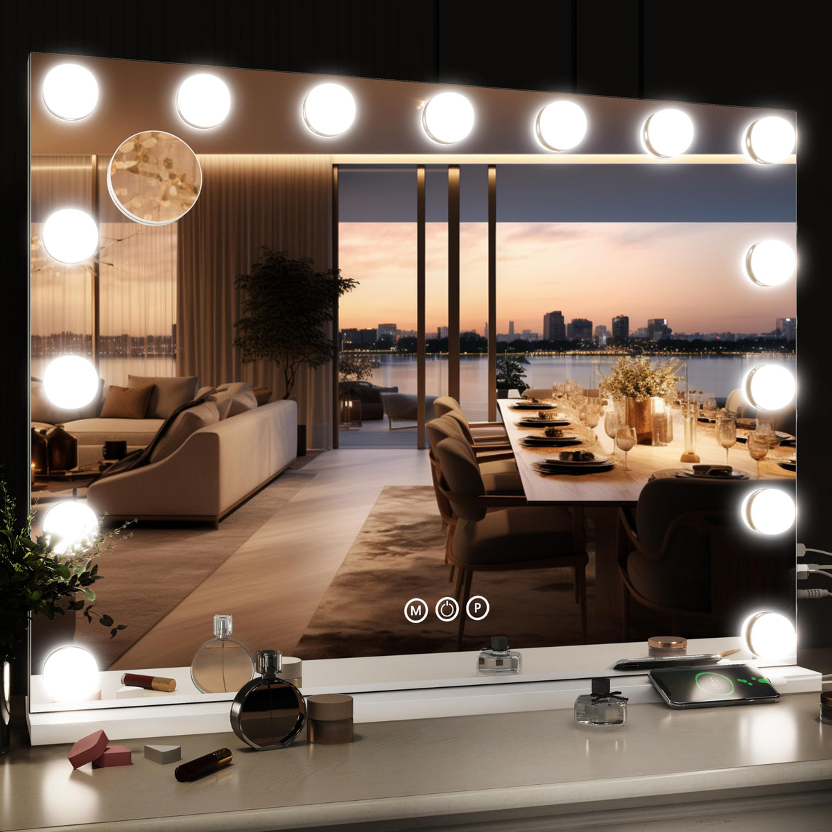 ROLOVE espejo vanidad Hollywood con luces para maquillaje preciso y completo.