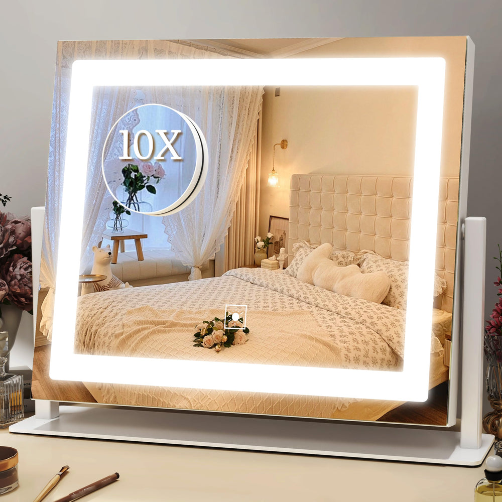 ROLOVE es espejo de vanidad iluminado 16x12 para maquillaje uniforme y sin sombras.