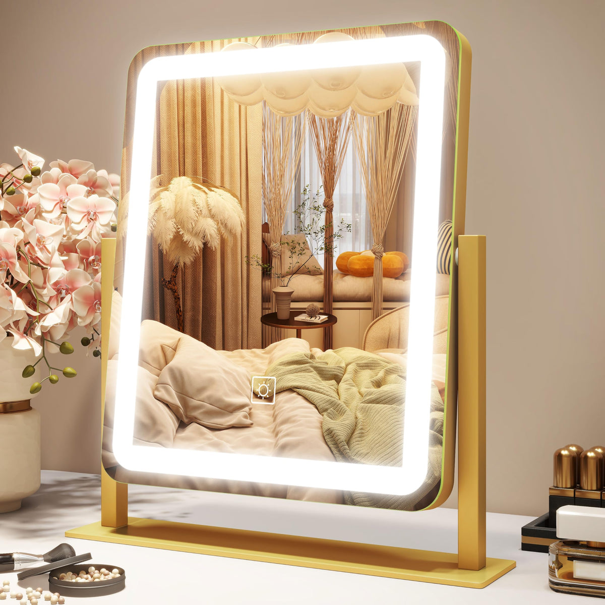 ROLOVE espejo de vanidad con luces, visión completa para maquillaje