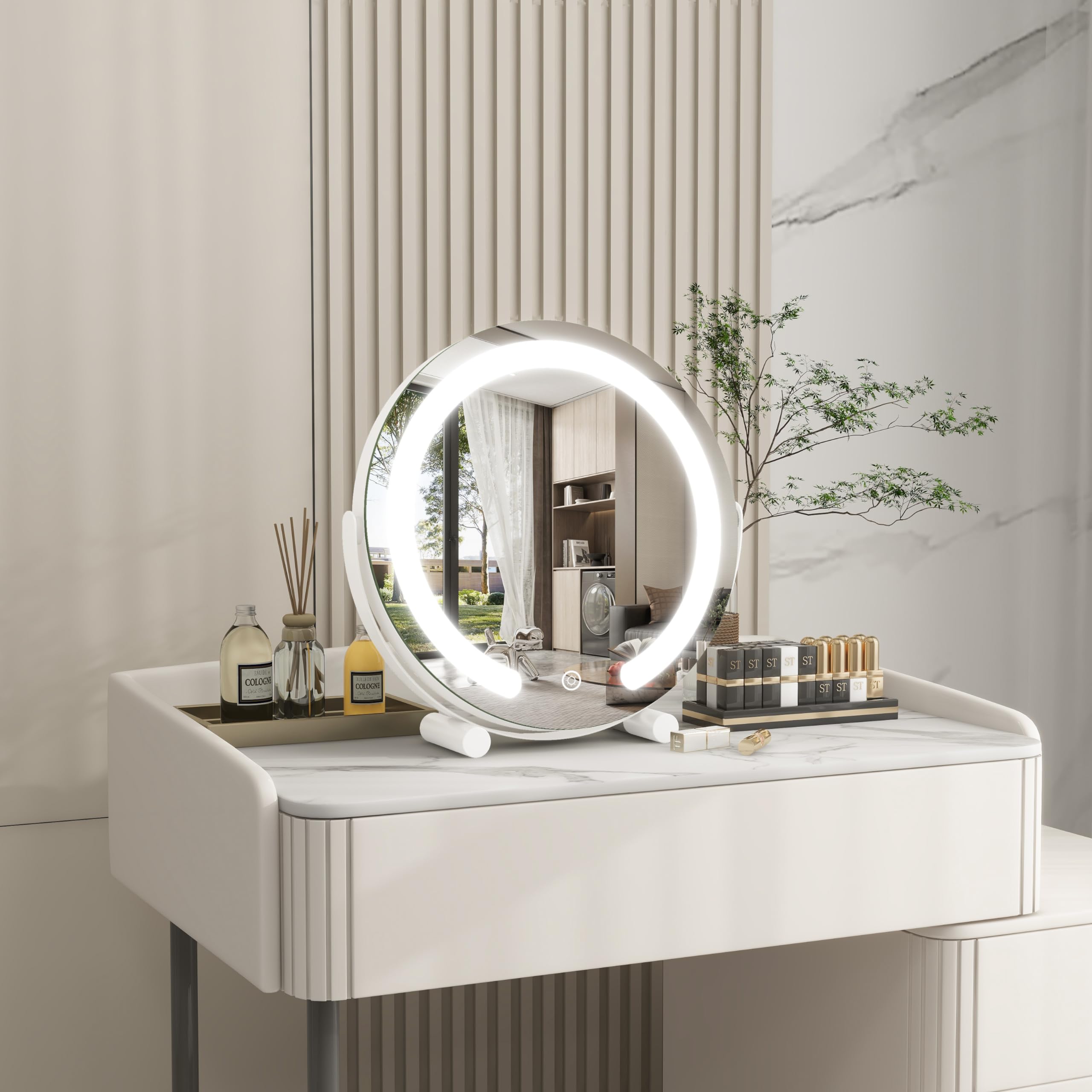 ROLOVE Espejo para dormitorio ofrece iluminación suave para tu rutina.