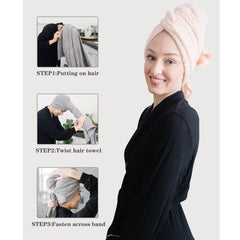 ROLSHOL: toalla grande para cabello largo, envuélvela con seguridad gracias a la banda elástica.