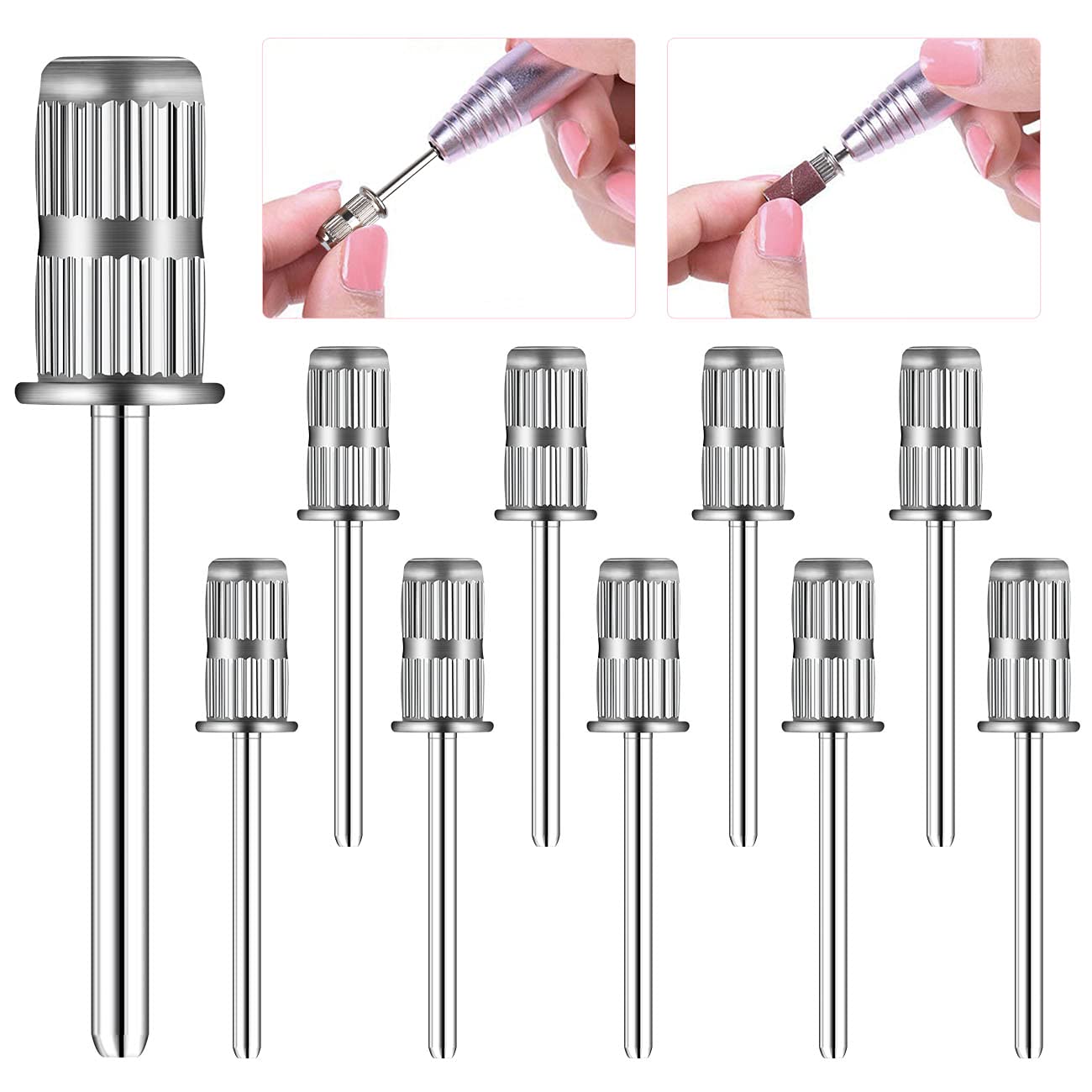 Rolybag cabezas de lima para uñas plateadas, compatibles con limas eléctricas.