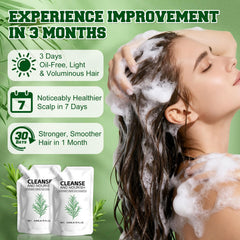 Etiqueta natural del champú de romero y aminoácidos, cuidado suave para el cabello.
