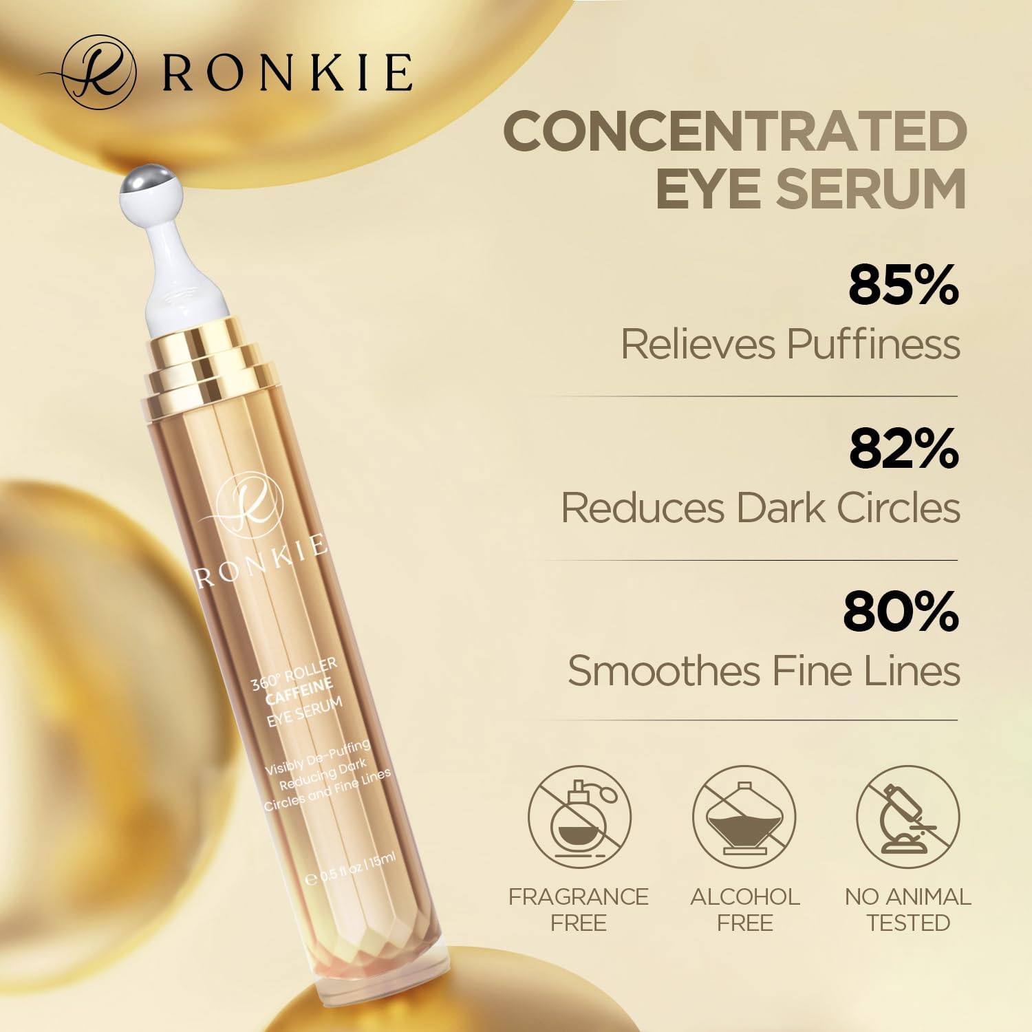 RONKIE crema-ojos cafeína retinol hidratante: fórmula cremosa que nutre delicadamente la zona ocular.