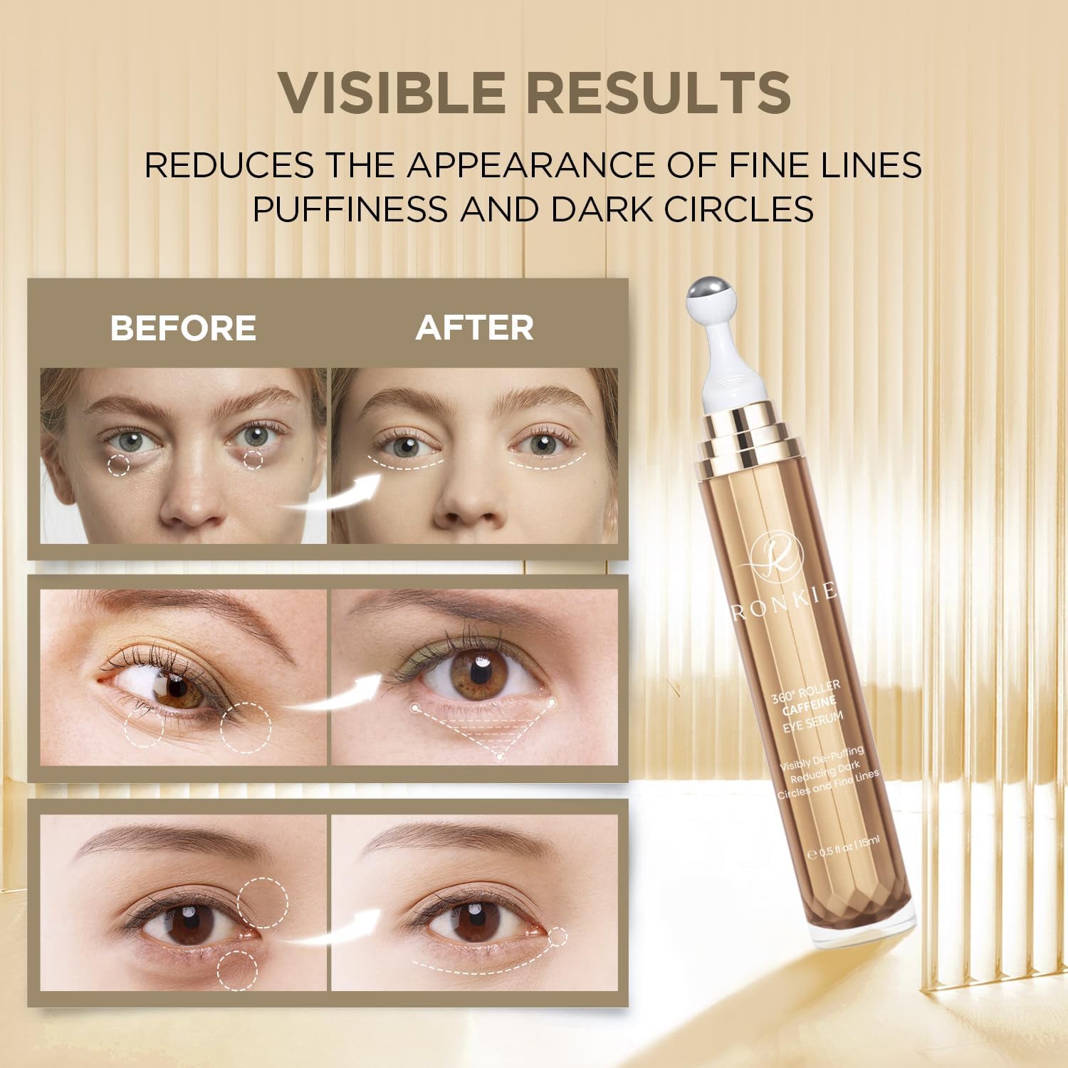 RONKIE ojos-finas-lineas reducidas: efecto suave para suavizar arrugas en el contorno.