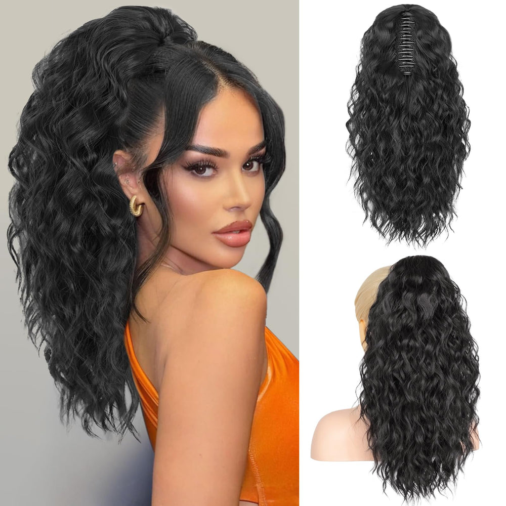 RONTAYA coleta con clip garra 18 pulgadas negro, peinado rápido y seguro