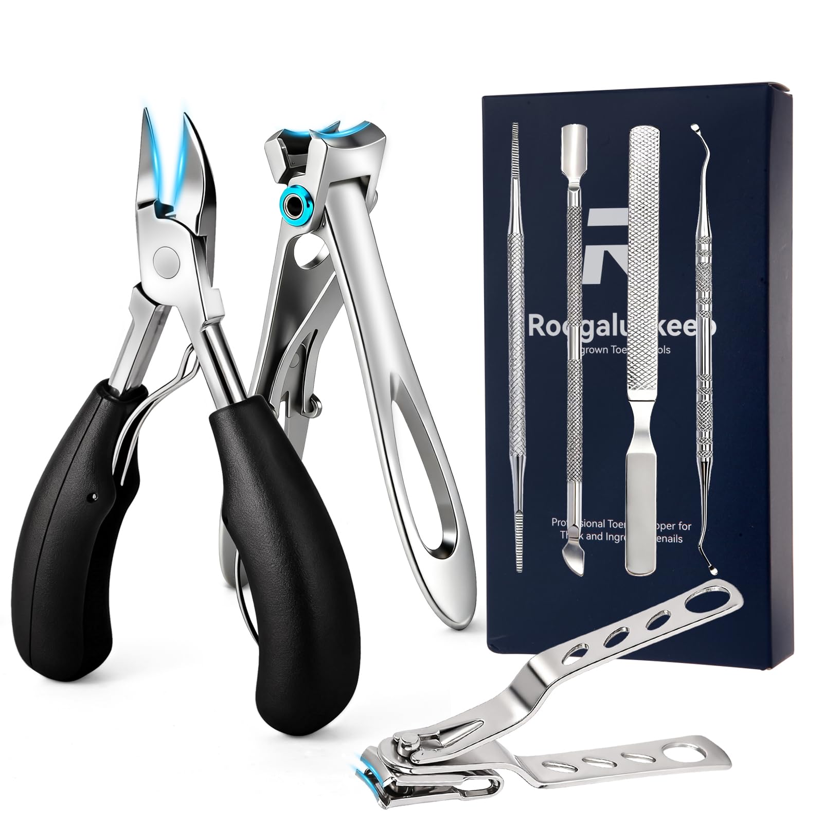 Roogaluckeep corta-uñas 360 grados: giro preciso para uñas gruesas.