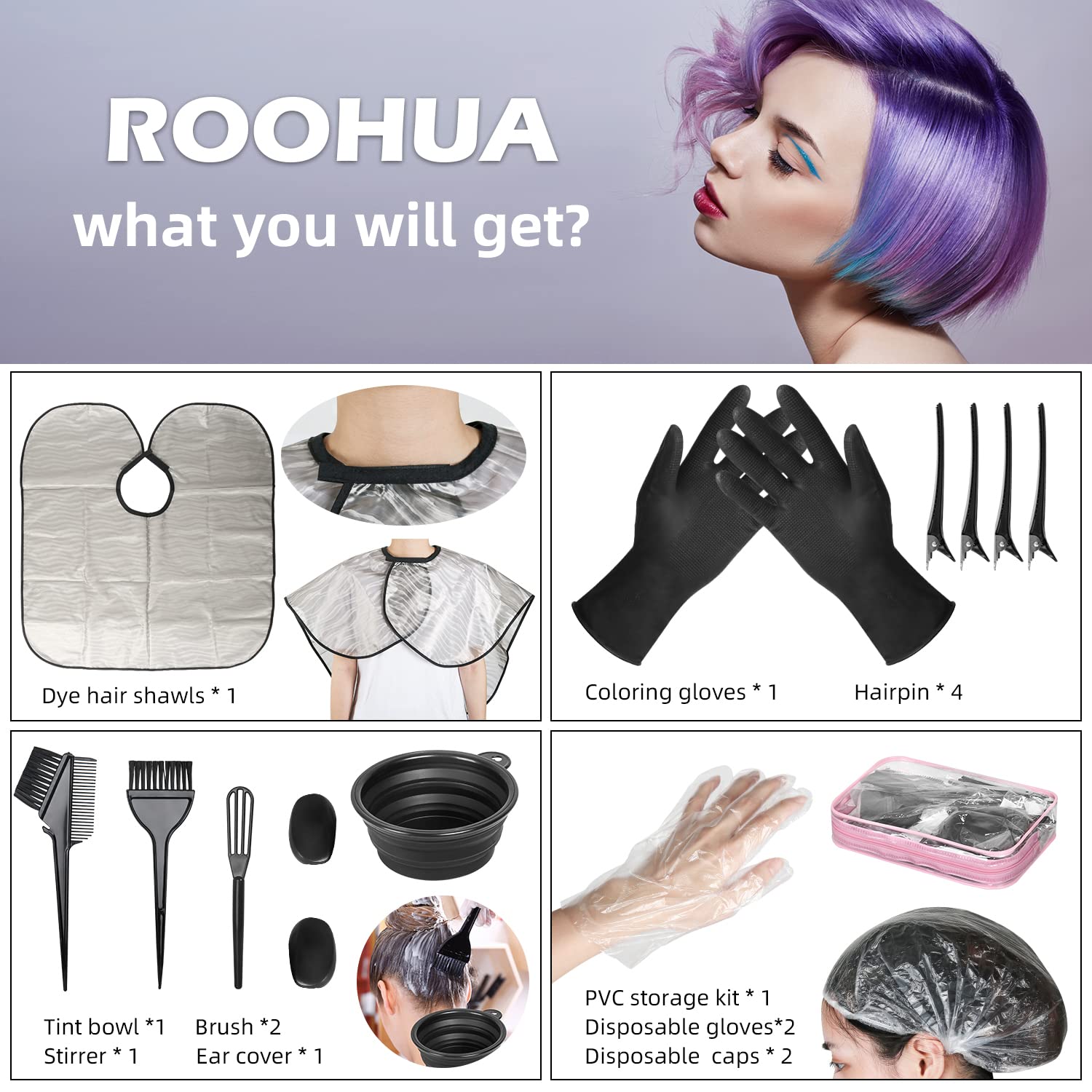 ROOHUA tazón de mezcla para coloración, fácil de usar y limpiar.
