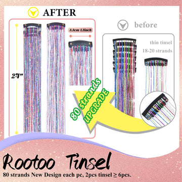 Rootoo tinsel cabello clip rosa brillante para peinados