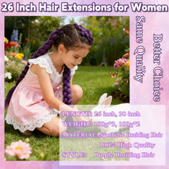 Rootoo extensiones moradas para trenzas, 26 pulgadas, tres paquetes, acabado duradero.