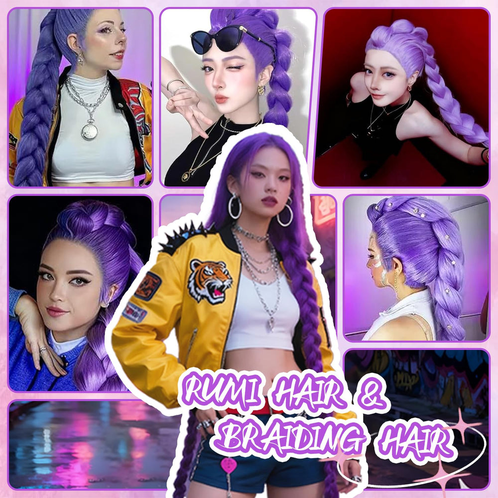 Rootoo pelo morado para trenza variada y uso diario práctico.