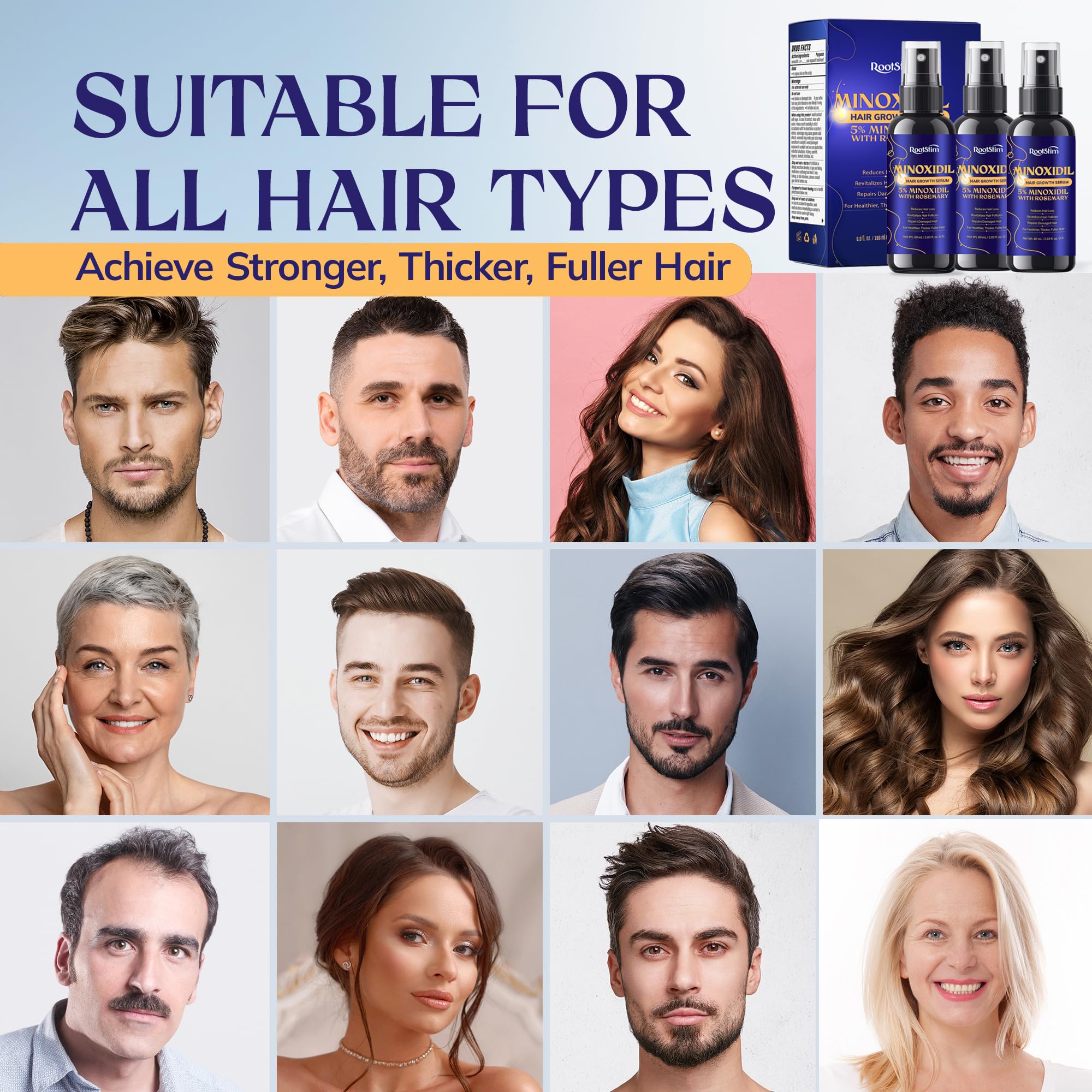 RootStim Minoxidil 5% con romero: lista de ingredientes para consulta.