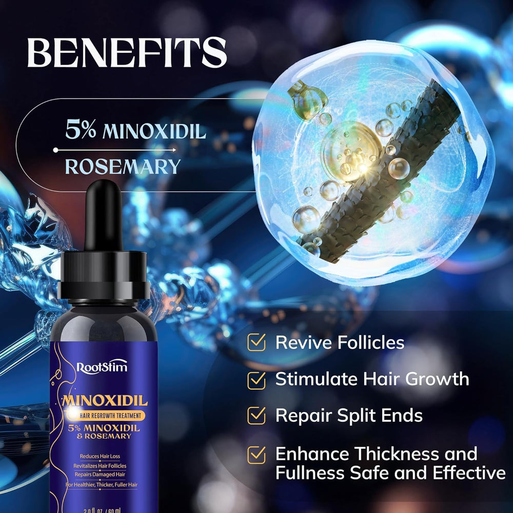 RootStim bottle highlighting rosemary infusion for natural conditioning.
