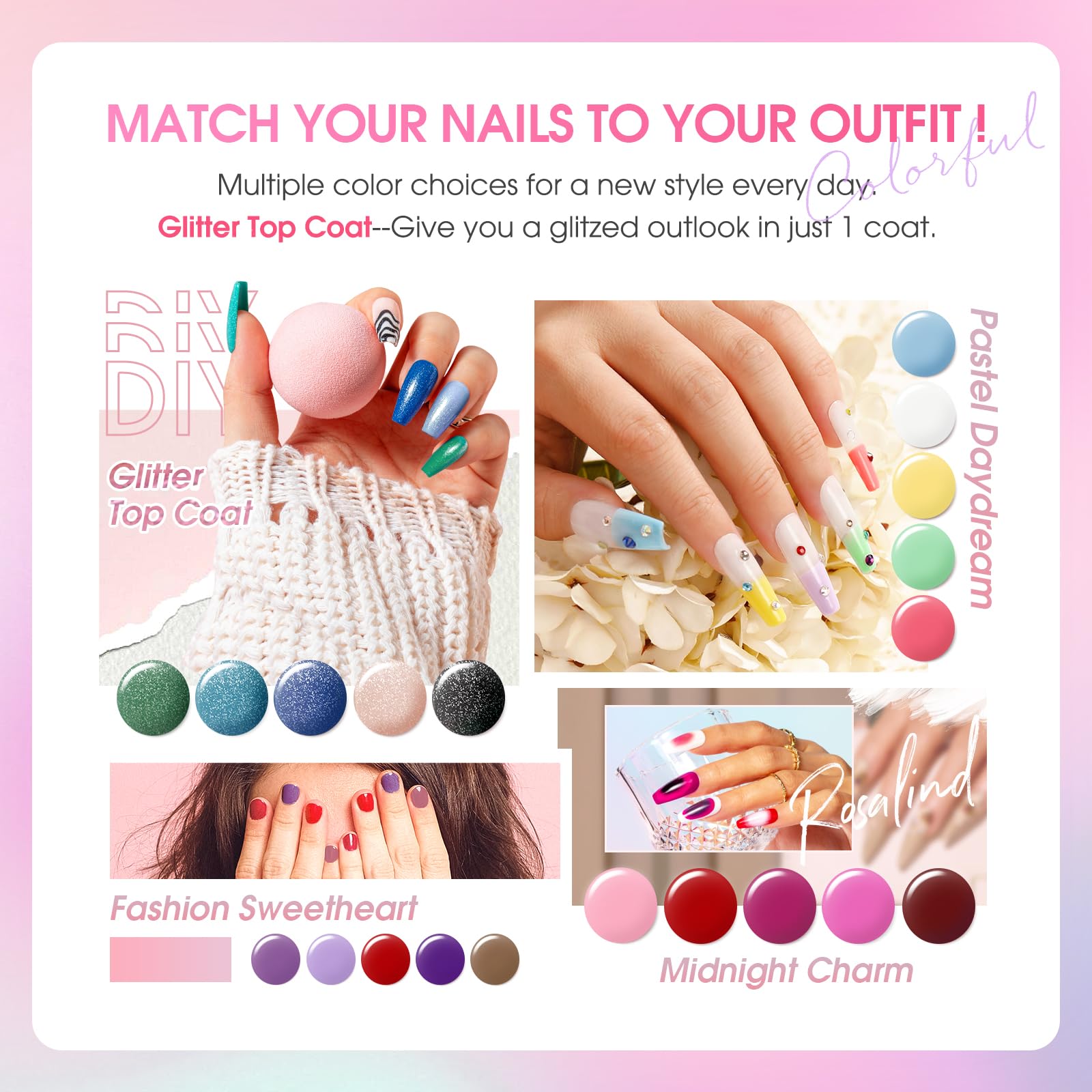 ROSALIND 26-color gel polishes offering wide shade selection for creative nails