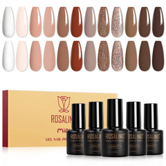 Rosalind conjunto de esmalte gel marrón claro para uñas con acabado elegante