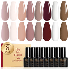ROSALIND Esmalte gel nude marrón en botella de 5 ml para retoques rápidos.