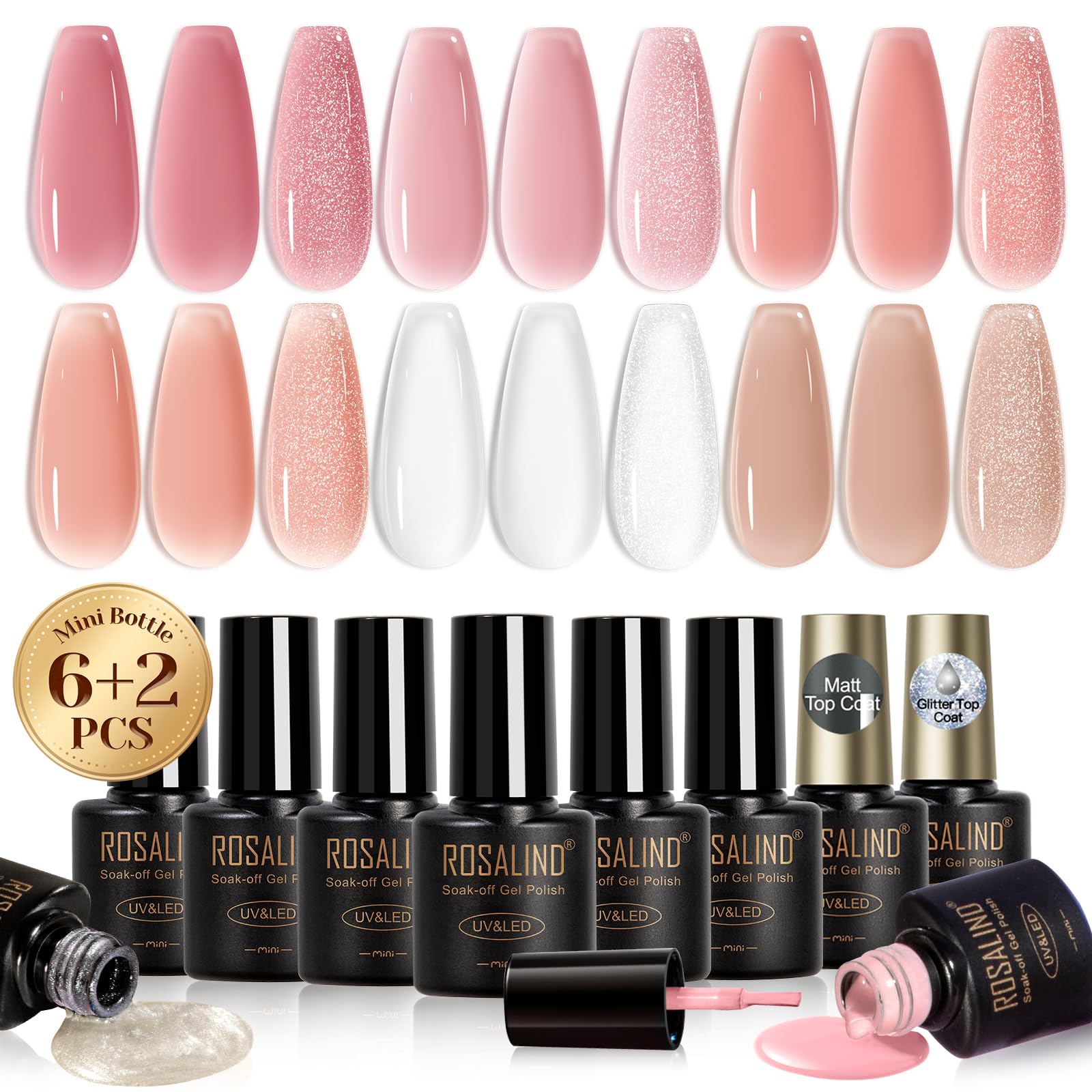 ROSALIND esmalte gel translúcido tono nude rosa para acabado elegante