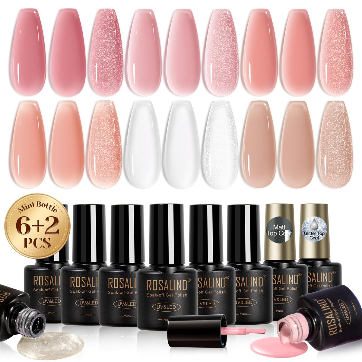 ROSALIND esmalte gel translúcido tono nude rosa para acabado elegante