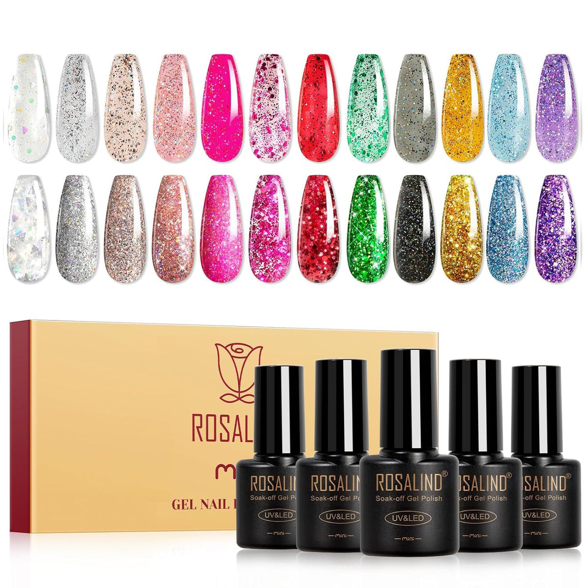 Rosalind Glitter Gel Nail Polish red glitter bottle for bold high-gloss nails