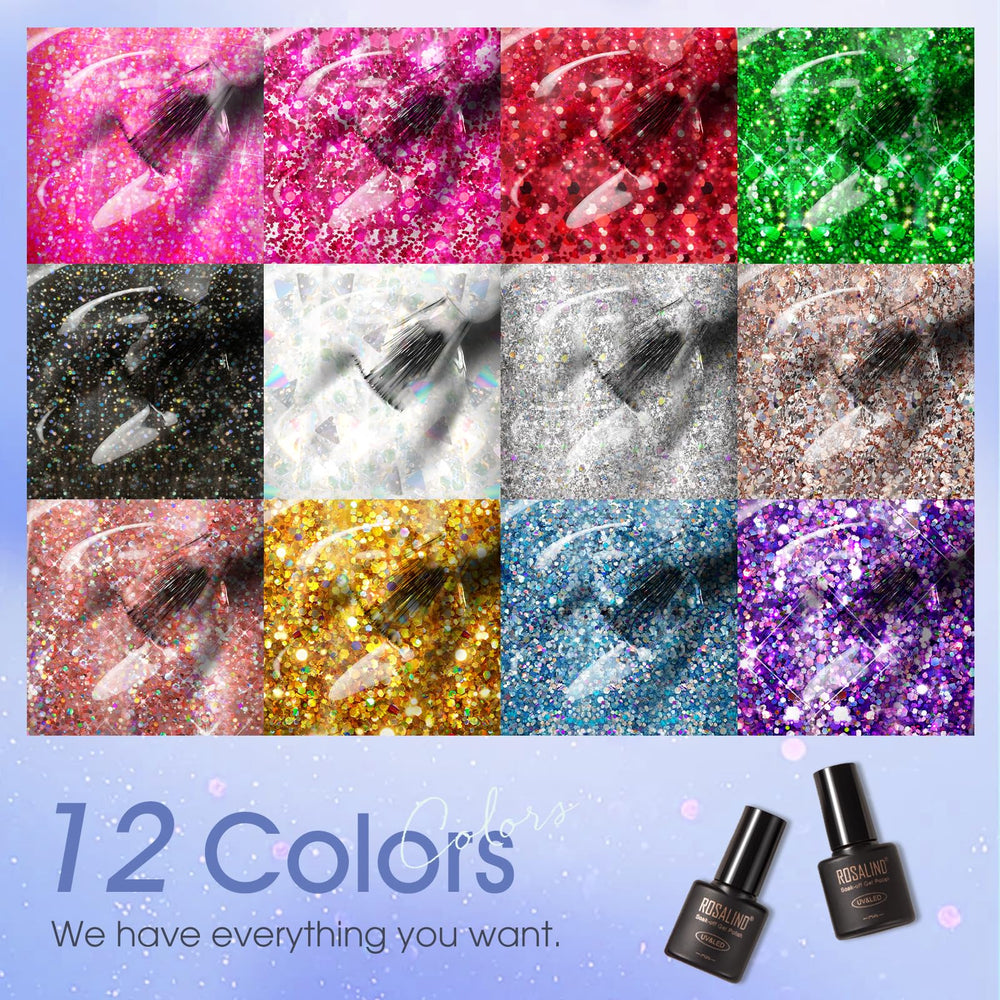 Rosalind Glitter Gel Nail Polish silver glitter bottle with reflective sparkle