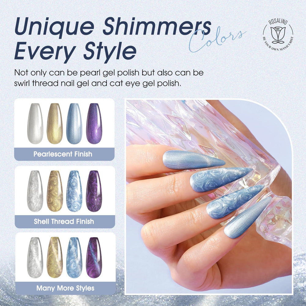 ROSALIND shell thread effect adds swirl textures for playful nail art.