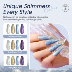 ROSALIND shell thread effect adds swirl textures for playful nail art.