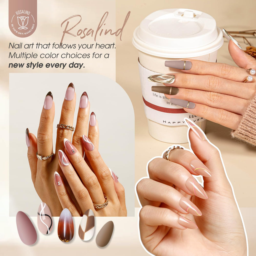 ROSALIND Tonos beige taupe caramelo café para uñas elegantes.