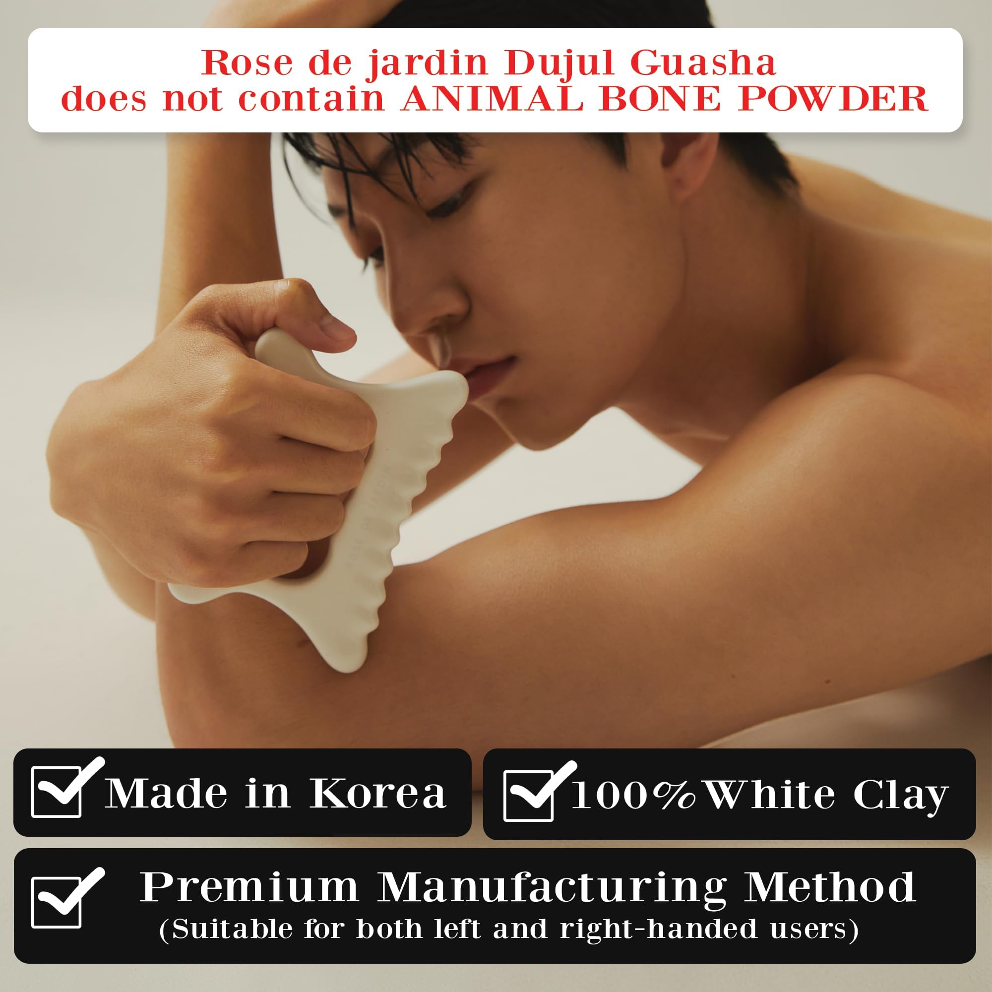 ROSE DE JARDIN gua sha cerámico para uso caliente o frío y sensación refrescante.