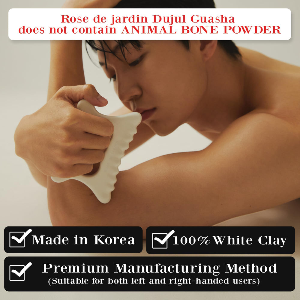 ROSE DE JARDIN gua sha cerámico para uso caliente o frío y sensación refrescante.