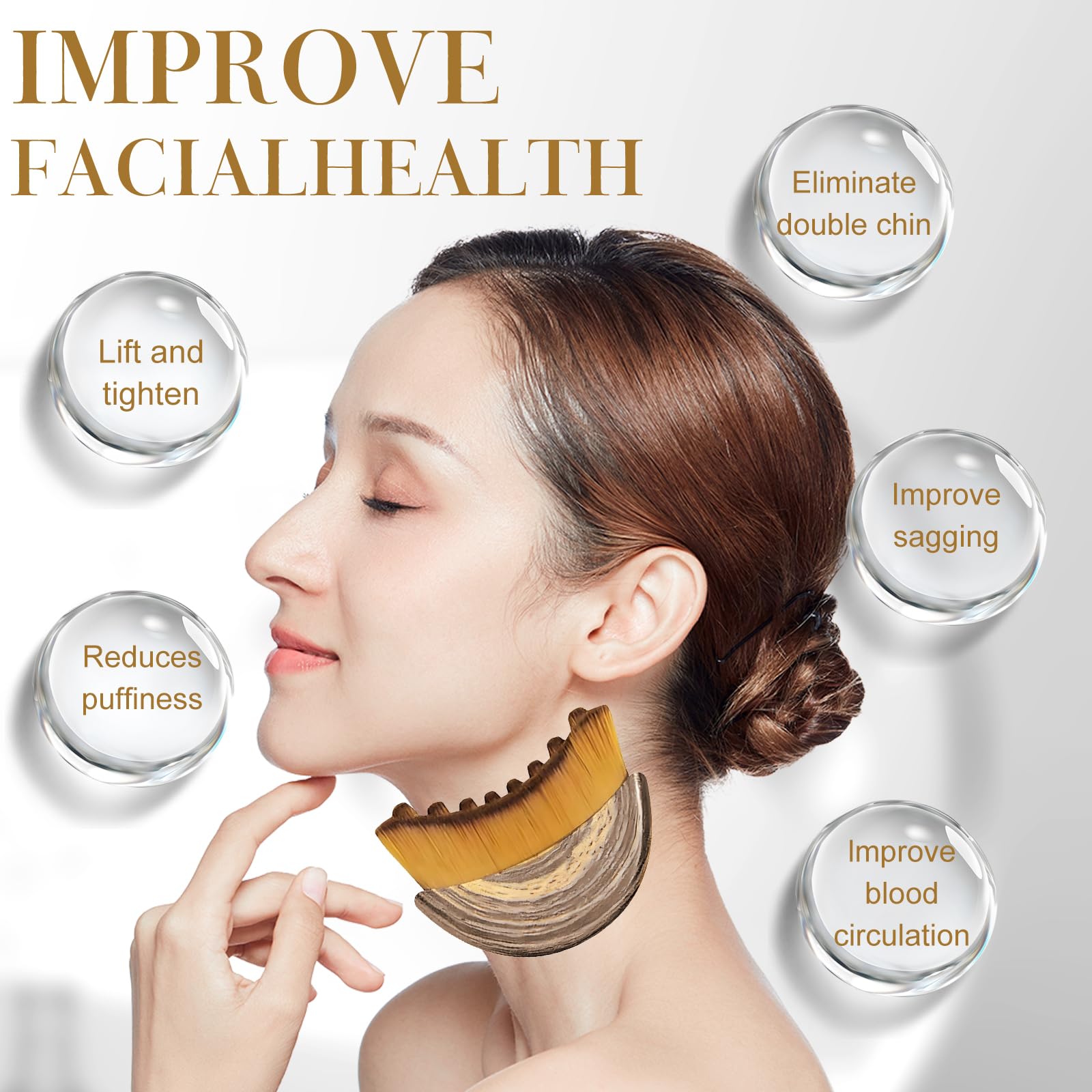 Rose Romee cepillo linfático ergonómico para contorno facial facilita drenaje suave