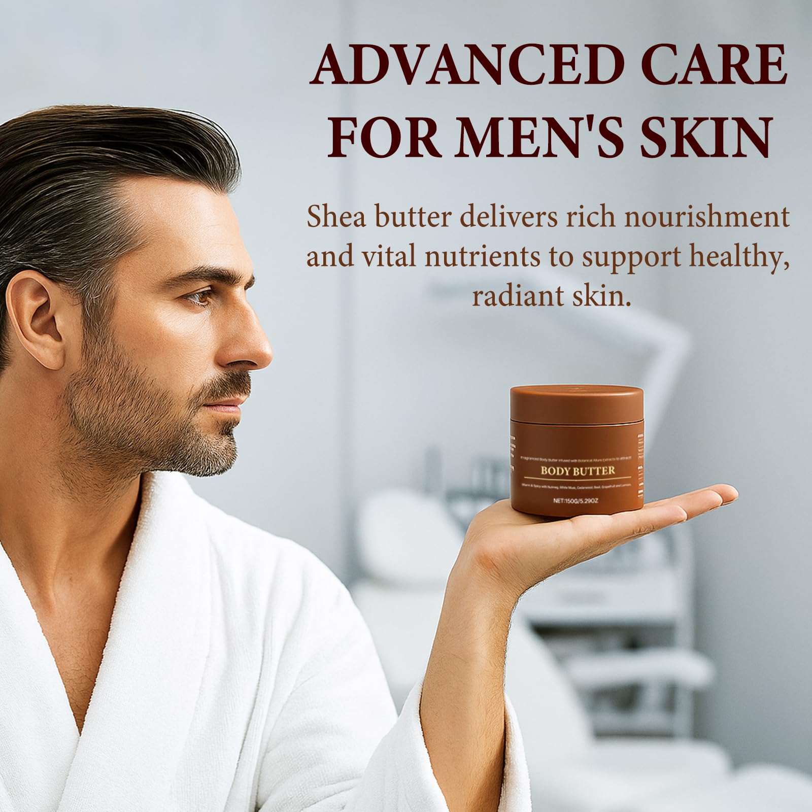 Roseblem Manteca Corporal para Hombres – Hidratación con Colonia, Sin Alcohol – 150 ml
