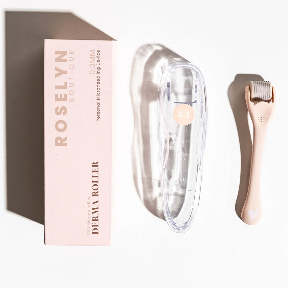 ROSELYNBOUTIQUE Derma Roller para uso doméstico seguro, ideal para rutina de cuidado diaria.
