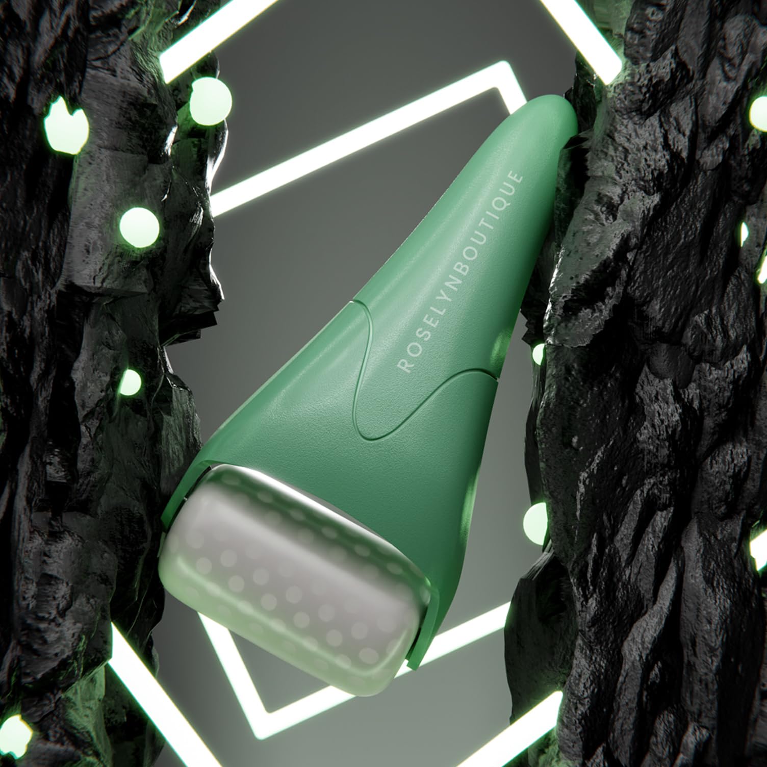 ROSELYNBOUTIQUE rodillo hielo color verde para un ritual refrescante.