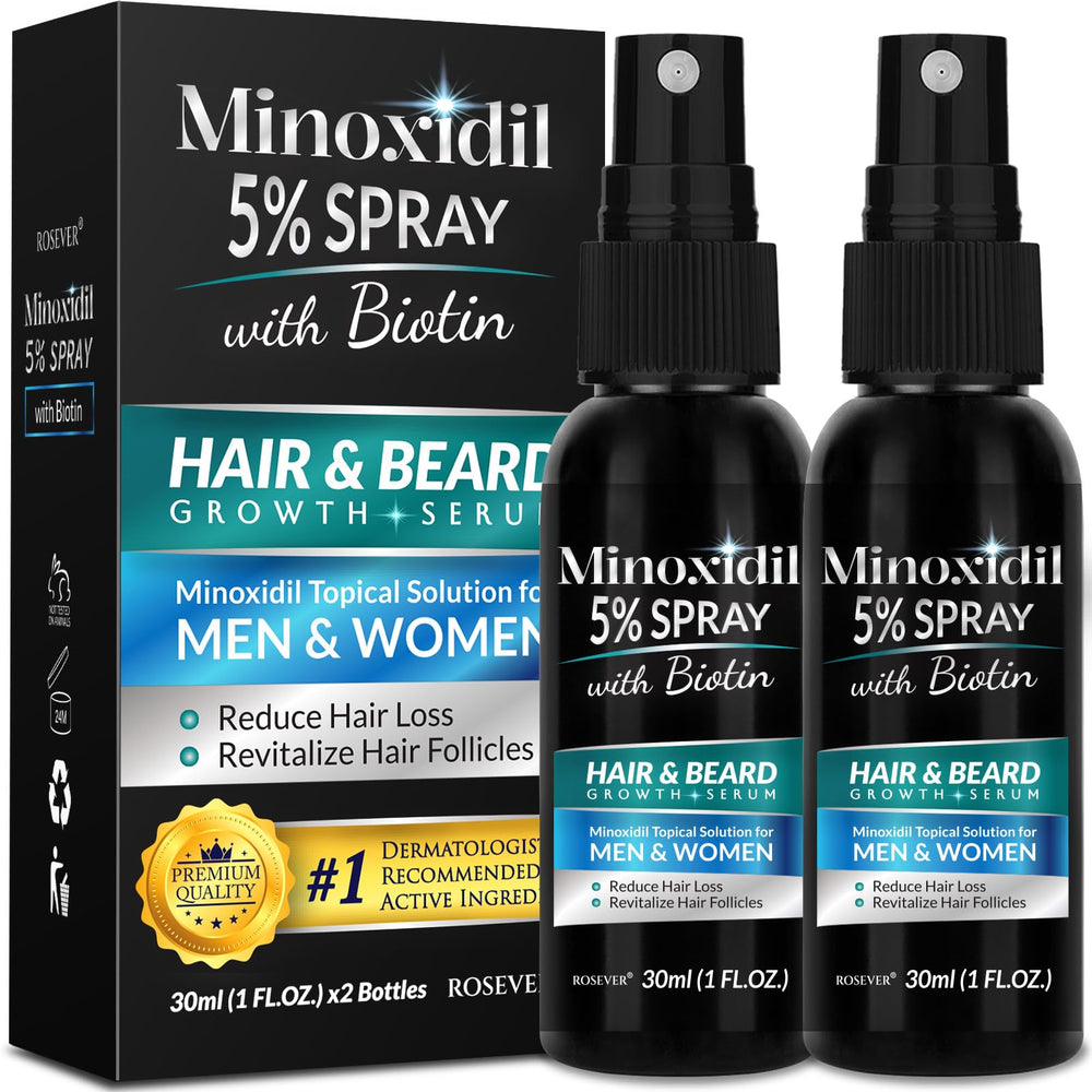 Rosever Minoxidil 5% botella para uso diario y apoyo al crecimiento capilar.