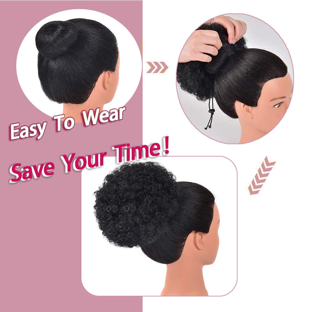Rosmile Afro Puff con cordón ajustable, aplicación rápida.