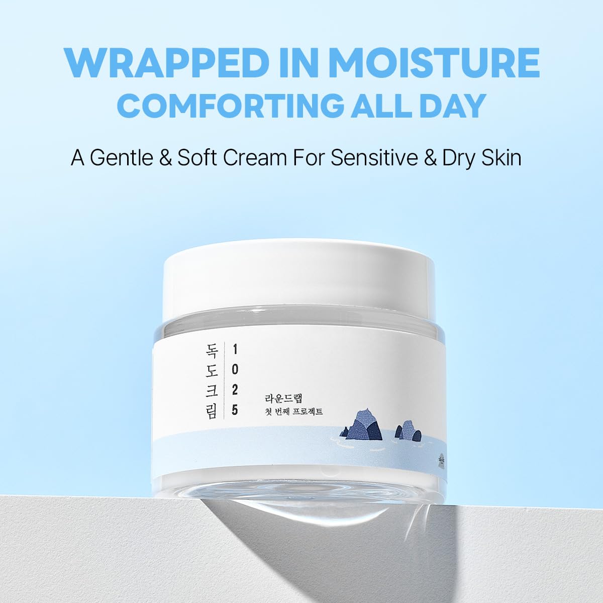 ROUND LAB 1025 Dokdo Cream, aplicación suave que se absorbe sin dejar grasa.