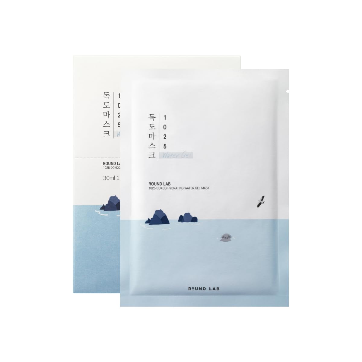 ROUND LAB 1025 Mascarilla gel agua: empaque compacto para rutina de hidratación.