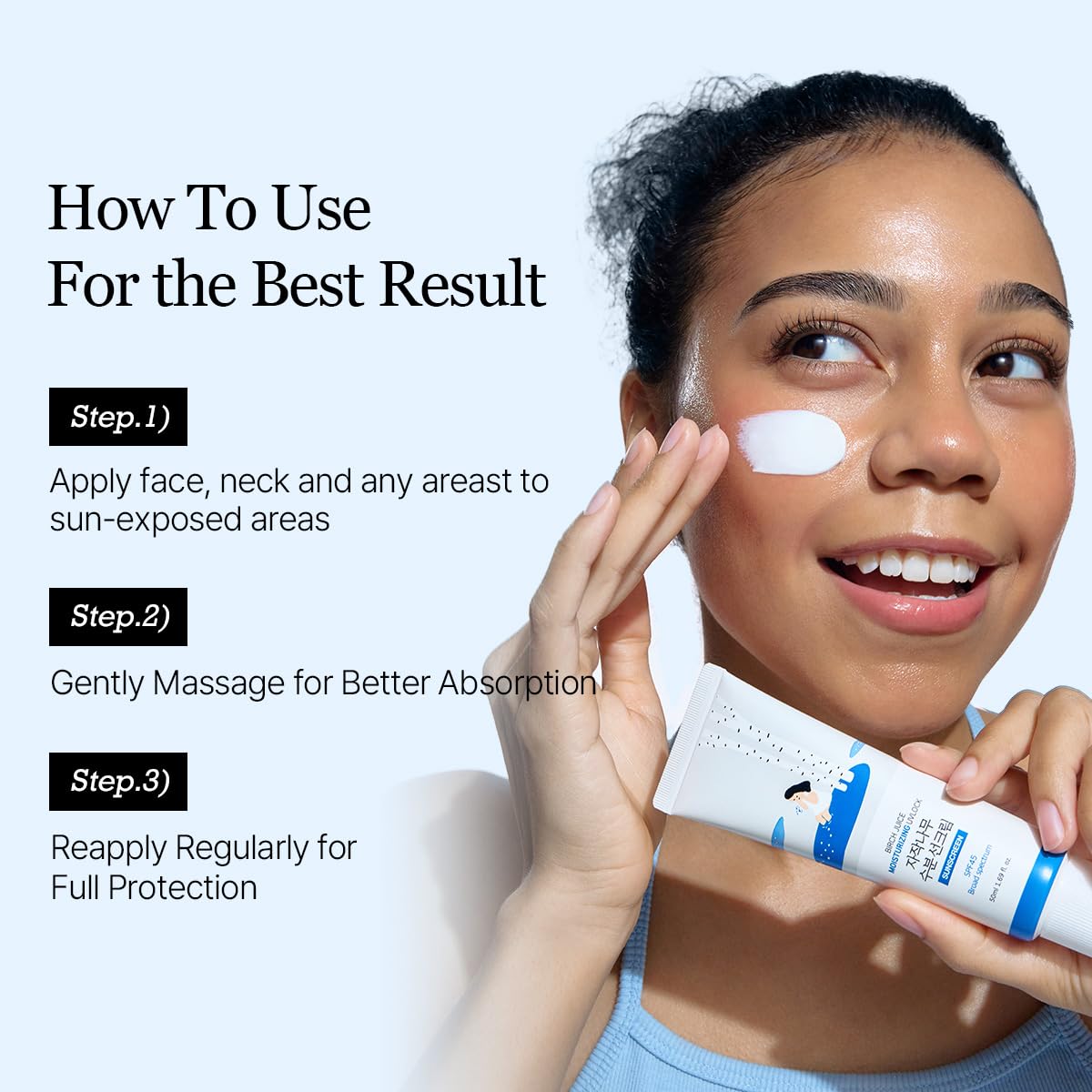 ROUND LAB Birch Juice UV LOCK, apto para aplicar bajo maquillaje con absorción rápida.