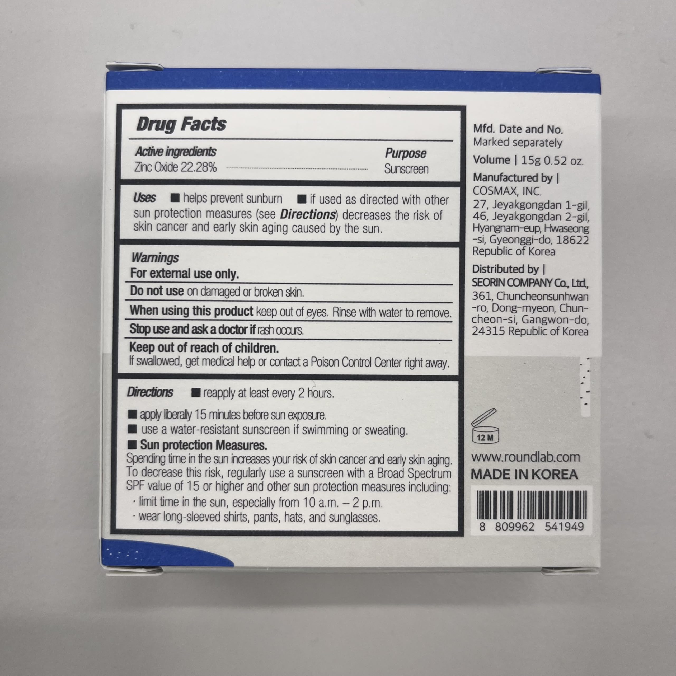 ROUND LAB Birch Juice Sun Cushion zinc no nano para piel sensible