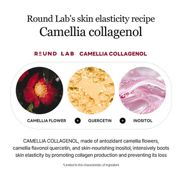 ROUND LAB Camellia Deep Collagen V Mascarilla de gel elevadora uso diario en casa.