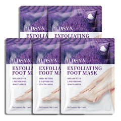 ROUSE mascarilla exfoliante para pies en caja, cinco unidades, lista para usar.